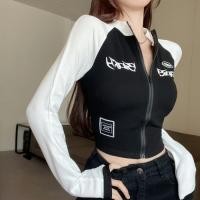 ราคา 2026 รถจักรยานยนต์ย้อนยุคครึ่งคอสูงสั้นซิปแจ็คเก็ตผู้หญิงฤดูใบไม้ผลิฤดูใบไม้ร่วงสไตล์ใหม่สาวร้อนผอมเอวสูงแขนยาวเสื้อยืด (55066259642)