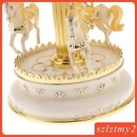 ราคา [Szlztmy2] 2สี-รอบเรซิ่นกล่องดนตรีตกแต่งม้าหมุนม้ากล่องดนตรีคริสต์มาสงานแต่งงาน (48066631814)