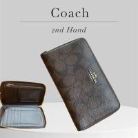 ราคา กระเป๋าสตางค์ Coach ใบกลาง ลายซี แบบซิปรอบ ของแท้ มือสอง (40809287227)