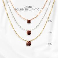ราคา สร้อยคอโกเมนแท้ (Garnet) กลมสี่เตยคลาสสิก เงินแท้ 925 ชุบทองคำขาว/ทอง /โรสโกลด์ จี้พลอย GEORGE Jewelry (55506341604)