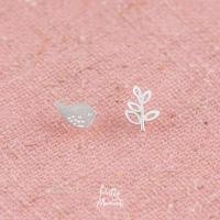 ราคา Pretty Moment ต่างหูเงิน นก ใบไม้ ต่างหูเงินแท้ ต่างหู มินิมอล 925 ของขวัญ (2902679078)