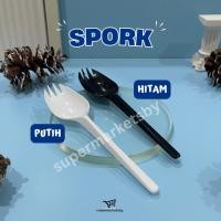 ราคา SPORK KLIR Black & Milk White COTENTS 100 ชิ้น / ช้อนพลาสติกและส้อมใน One / 2 in 1 ช้อนส้อม (46959750016)