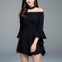 ราคา Jumpsuit665 จัมพ์สูทขาสั้นทรงเปิดไหล่แขนระบายซิปหลัง มีโชกเกอร์เข้าชุด (21888384484)