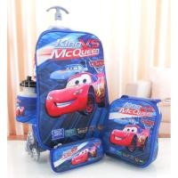 ราคา รถเข็นนําเข้ากระเป๋านักเรียนเด็กประถม 6 ล้อ 4in1 ชุด 3D Cars Motif สีฟ้านูน (10695427482)