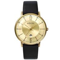 ราคา นาฬิกา ADEXE แท้ จากญี่ปุ่น ป้ายห้อย สายหนังสีดำหน้าปัดทอง มีวันที่ด้านล่าง สวยมากราคาป้าย3000 กว่าบาท (29269748770)