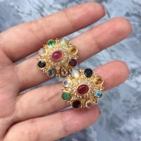 ราคา แหวนพลอยแท้ แหวนนพเก้าเรือนเงิน 925 ชุบทอง (235182722)
