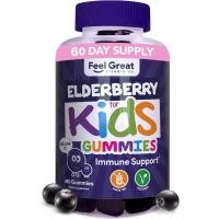 ราคา รู้สึกเยี่ยม Kids Elderberry Gummies พร้อมสังกะสีและวิตามินซี | พอร์ตภูมิคุ้มกัน Sambucus Elderberry | วิตามินรวมสําหรับเด็กรสเบอร์รี่ | 60 วัน ชั้น (45415083911)