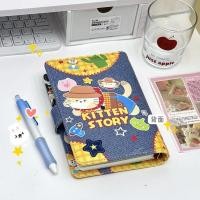 ราคา A6 การ์ตูนน่ารัก Denim Notebook โน้ตบุ๊คน่ารักโน้ตบุ๊คสูง kt Value Hand Face Loose-leaf Super Western ลูกแมว a6 (57963592746)