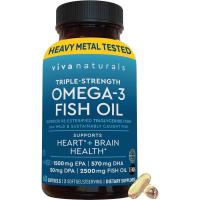 ราคา Viva Naturals Omega 3 Fish Oil อาหารเสริม – น้ํามันปลาหม้อสูง 2500 มก. ต่อเสิร์ฟ, แอพพลิเคชัน Re-to-Absorpified Triglyceride Form, Pescatarian-Friendly EPA EPA DHA Omega 3 (43034103914)
