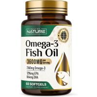 ราคา Built by Nature Omega-3 Fish Oil 3600mg – EPA & DHA สูง – 2160mg Omega 3s ต่อเสิร์ฟ – Triple Strength Burpless Softgels – Heart & Brain Support – 60 ซอฟท์เจล (57064530564)