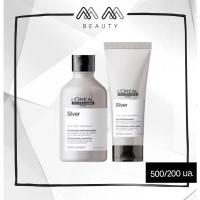 ราคา Loreal Silver Shampoo/Conditioner แชมพู ครีมนวดผม สำหรับโทนสีเทา โทนหม่น (26417054509)