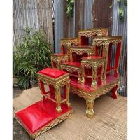 ราคา โต๊ะหมู่บูชา หมู่ 7 หน้า8 พร้อมโต๊ะกราบ งานร่องสีปิดทอง โต๊ะหมู่บูชางานไม้สน (41170166400)