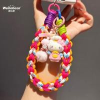 ราคา สร้างสรรค์น่ารักคิตตี้แมวโทรศัพท์มือถือเชือกเส้นเล็กถักที่มีสีสันสายคล้องมือกระเป๋าพวงกุญแจจี้ป้องกันการสูญหายโซ่โทรศัพท์มื (46415678348)