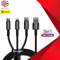 ราคา ถูก/แท้Baseus 3in1 สายถัก USB To Micro / LN / TypeC 3.2 Max All in one Cable Fast charge (29952275609)