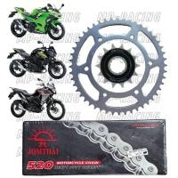 ราคา Ninja250-400 Z250/300 ชุดโซ่สเตอร์(สเตอร์หน้า+หลังพระอาทิตย์(สีดำ)+โซ่ RK(520-120L(กิ้ปล็อค))แบบประหยัด (23076283349)