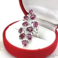 ราคา SKJewelryFactory แหวนใบมะกอกใหญ่ แหวนเงินแท้ 92.5% ฝังพลอยทับทิมแท้ ER01210-RBY (4266946276)