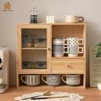 ราคา ☕ ตู้ไม้เก็บอุปกรณ์กาแฟ ไม้สนวางตั้งโต๊ะ,แก้วกาแฟ,แบบมีลิ้นชักและกระจกบานเปิด สไตลล์ญี่ปุ่น ISHIBASHI (27116217647)