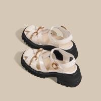 ราคา 235-1 ใหม่รองเท้า เสริมส้น สานหน้า ติดอะไหล่ทอง สายปรับได้ เบา ทรงสวยมาก (21180244987)