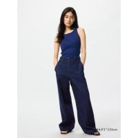 ราคา UNIQLO ยีนส์ ทรงกว้าง ขาตรง (Wide Trouser) (ความยาวพิเศษ - สั้นขึ้น 68 - 70 cm)* ผู้หญิง (E472485-000)