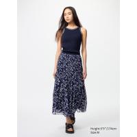 ราคา UNIQLO กระโปรง ผ้าชิฟฟ่อน แต่งจีบ | มีลาย ผู้หญิง (E480810-000)