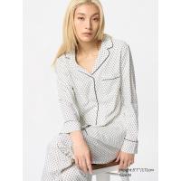 ราคา UNIQLO ชุดนอน AIRism คอตตอน | แขนยาว, มีลาย ผู้หญิง (E473795-000)