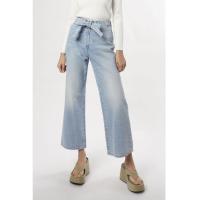 ราคา กางเกงยีนส์ขากว้างแต่งเข็มขัดผ้า | Wide Leg Denim Trousers with Belt | 06017